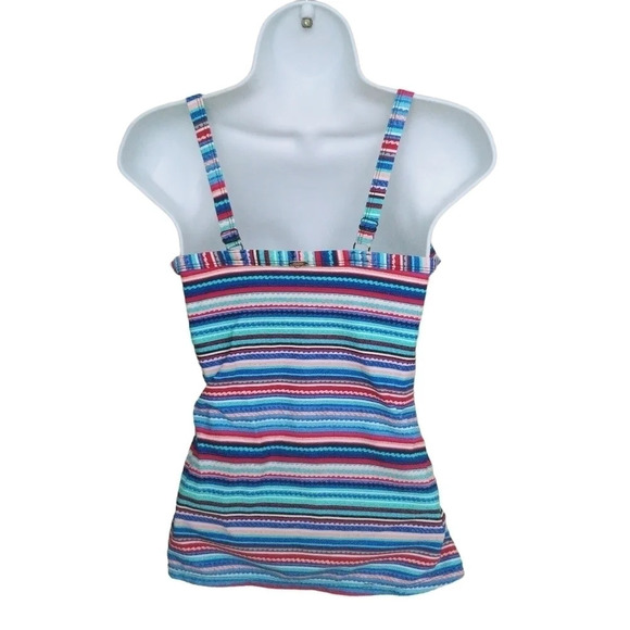 Krista Swim/Bathing Suit Top Tankini, Multi Colored Stripes M - Picture 7 of 10